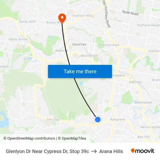 Glenlyon Dr Near Cypress Dr, Stop 39c to Arana Hills map