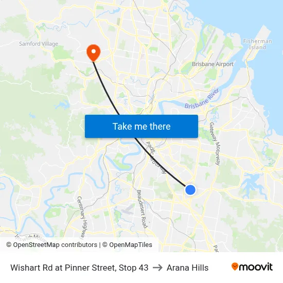 Wishart Rd at Pinner Street, Stop 43 to Arana Hills map