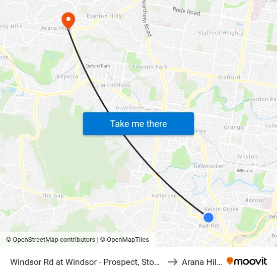 Windsor Rd at Windsor - Prospect, Stop 9 to Arana Hills map