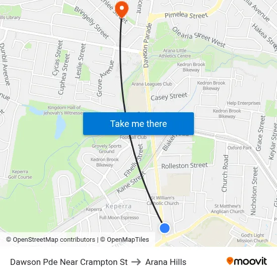 Dawson Pde Near Crampton St to Arana Hills map