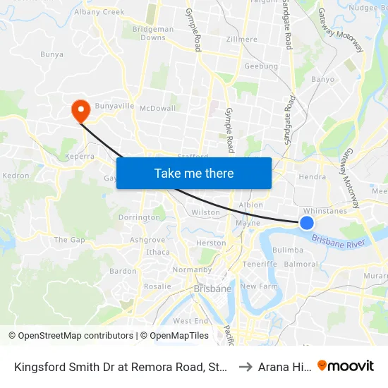 Kingsford Smith Dr at Remora Road, Stop 29 to Arana Hills map