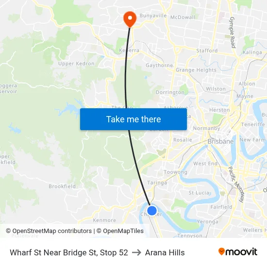 Wharf St Near Bridge St, Stop 52 to Arana Hills map