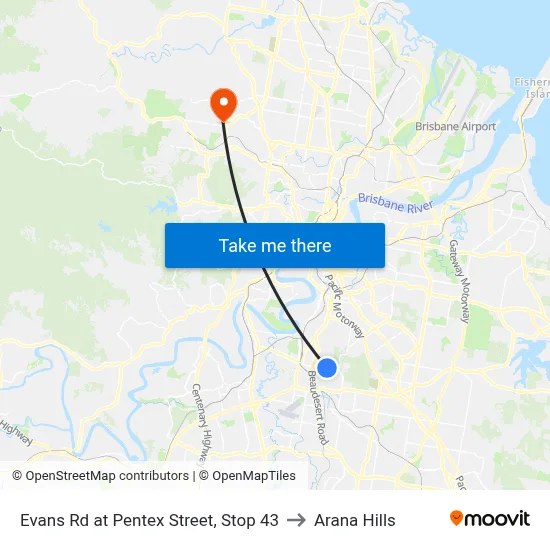 Evans Rd at Pentex Street, Stop 43 to Arana Hills map