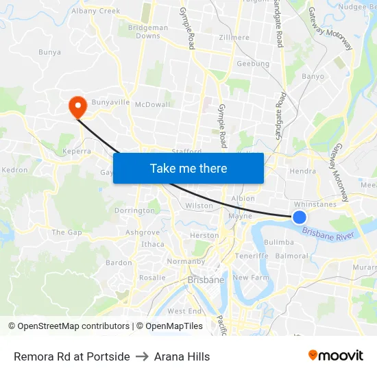 Remora Rd at Portside to Arana Hills map
