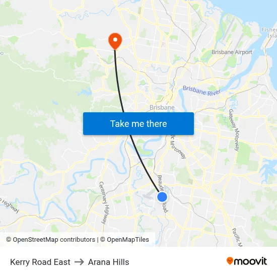 Kerry Road East to Arana Hills map