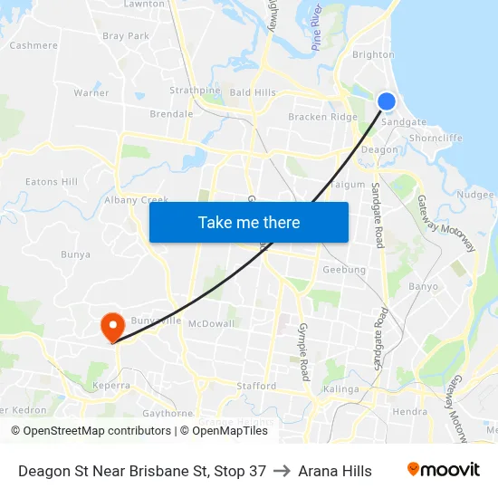 Deagon St Near Brisbane St, Stop 37 to Arana Hills map