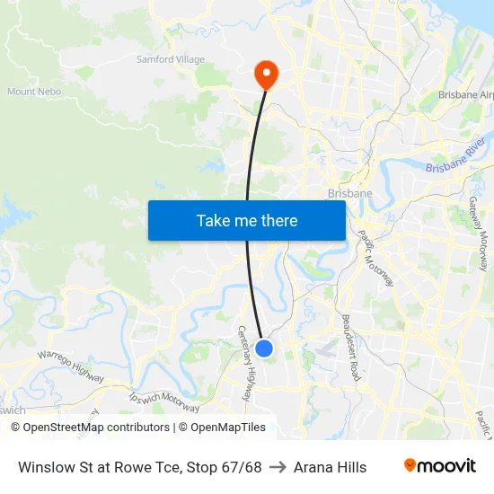 Winslow St at Rowe Tce, Stop 67/68 to Arana Hills map