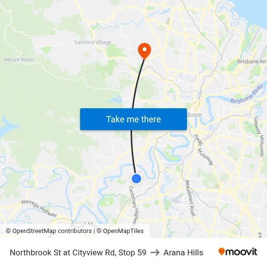 Northbrook St at Cityview Rd, Stop 59 to Arana Hills map