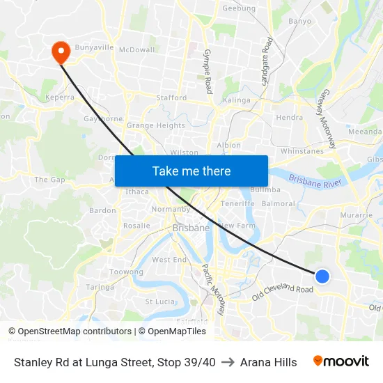 Stanley Rd at Lunga Street, Stop 39/40 to Arana Hills map