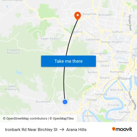 Ironbark Rd Near Birchley St to Arana Hills map