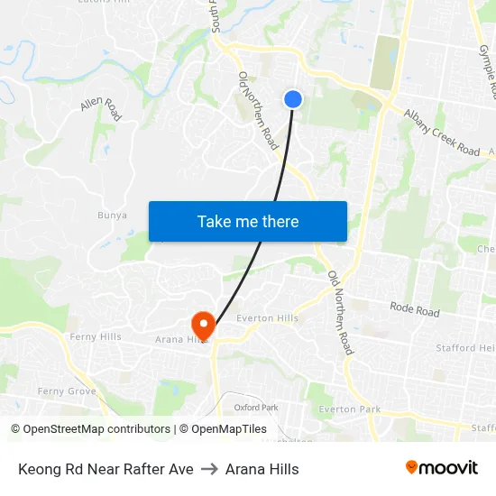 Keong Rd Near Rafter Ave to Arana Hills map