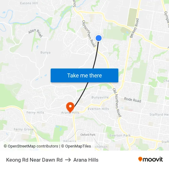 Keong Rd Near Dawn Rd to Arana Hills map