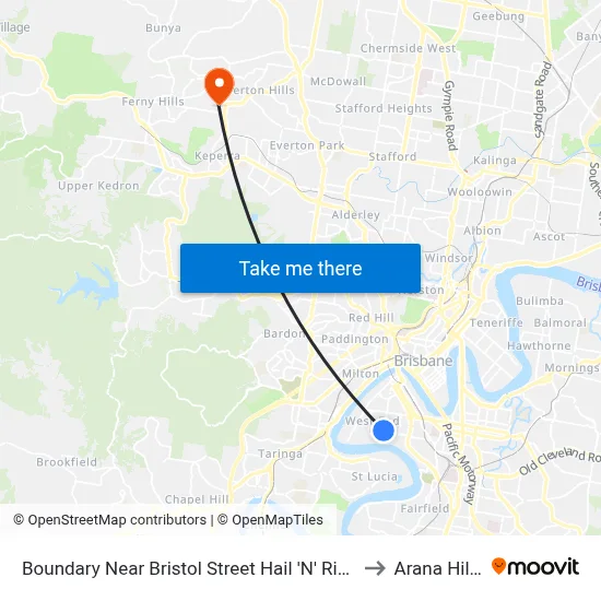 Boundary Near Bristol Street Hail 'N' Ride to Arana Hills map