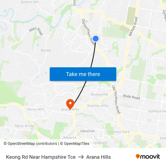 Keong Rd Near Hampshire Tce to Arana Hills map