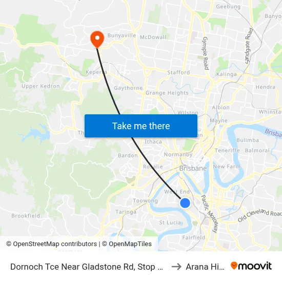 Dornoch Tce Near Gladstone Rd, Stop 21a to Arana Hills map