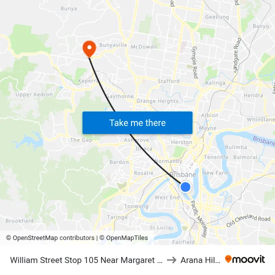 William Street Stop 105 Near Margaret St to Arana Hills map
