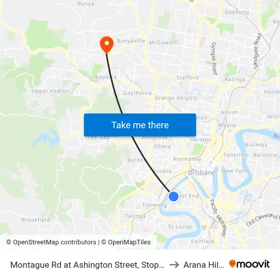 Montague Rd at Ashington Street, Stop 9 to Arana Hills map