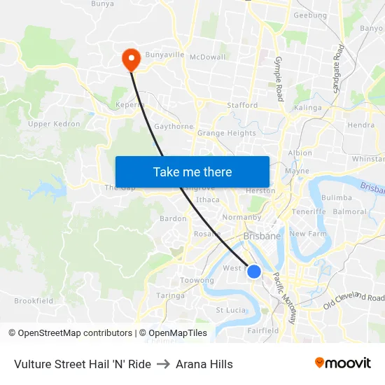 Vulture Street Hail 'N' Ride to Arana Hills map