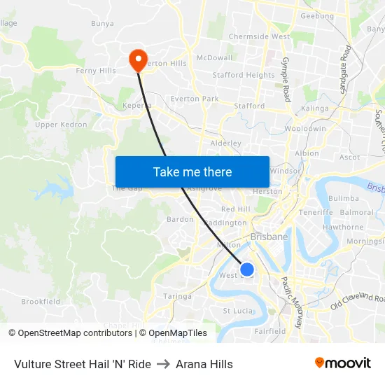 Vulture Street Hail 'N' Ride to Arana Hills map