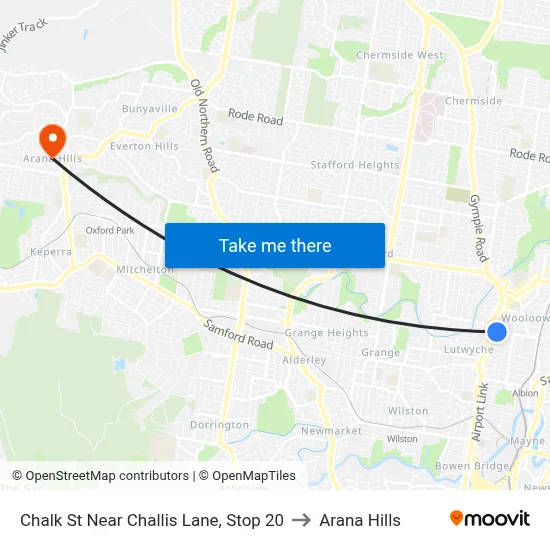 Chalk St Near Challis Lane, Stop 20 to Arana Hills map