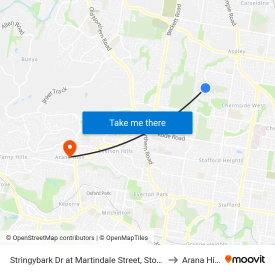 Stringybark Dr at Martindale Street, Stop 47 to Arana Hills map
