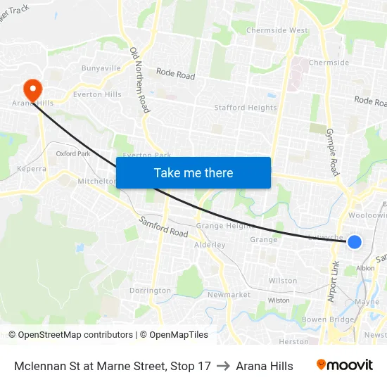 Mclennan St at Marne Street, Stop 17 to Arana Hills map