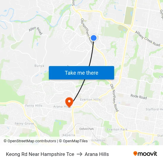 Keong Rd Near Hampshire Tce to Arana Hills map