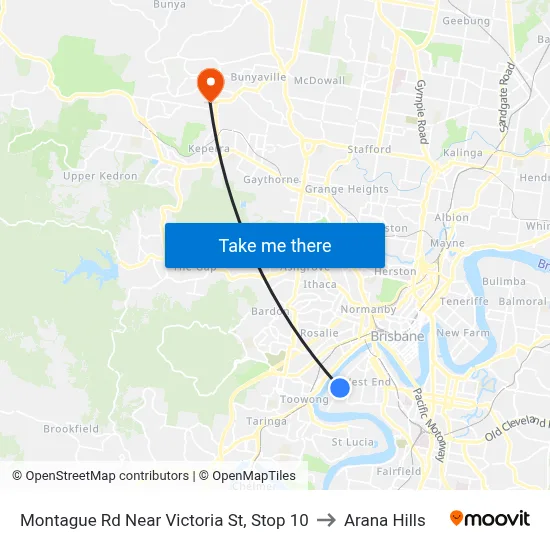 Montague Rd Near Victoria St, Stop 10 to Arana Hills map