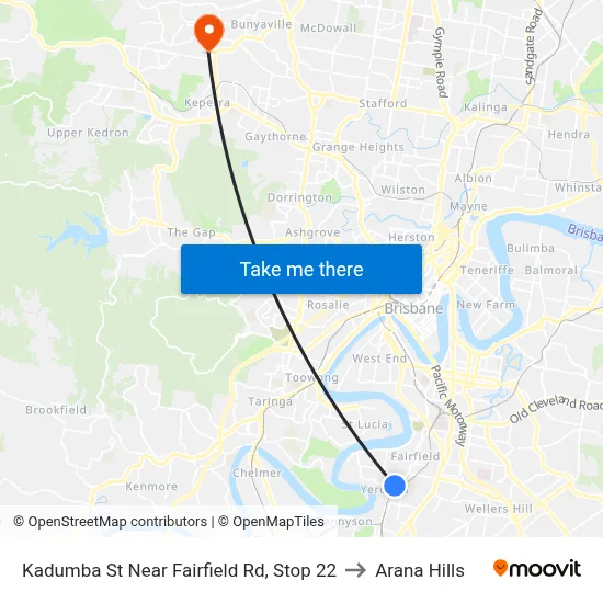 Kadumba St Near Fairfield Rd, Stop 22 to Arana Hills map
