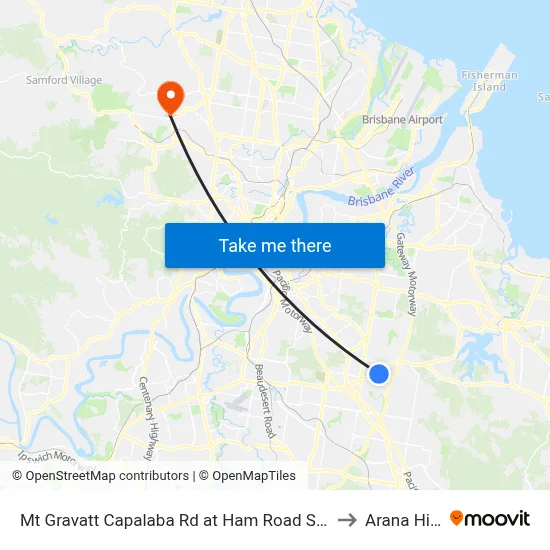 Mt Gravatt Capalaba Rd at Ham Road South to Arana Hills map