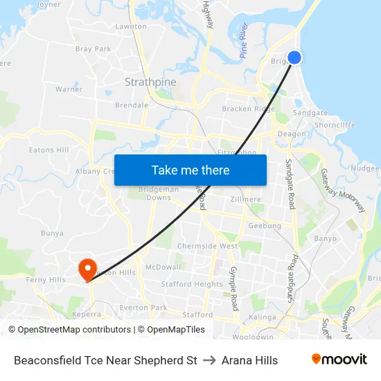 Beaconsfield Tce Near Shepherd St to Arana Hills map