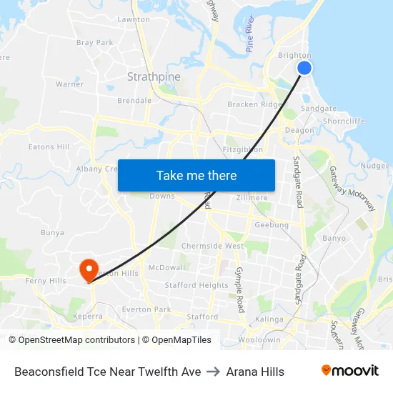 Beaconsfield Tce Near Twelfth Ave to Arana Hills map