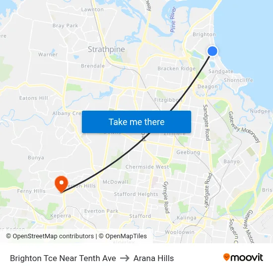 Brighton Tce Near Tenth Ave to Arana Hills map