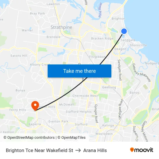 Brighton Tce Near Wakefield St to Arana Hills map
