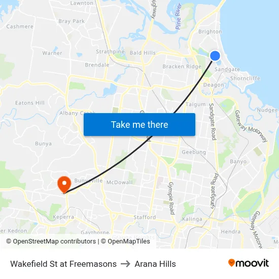Wakefield St at Freemasons to Arana Hills map