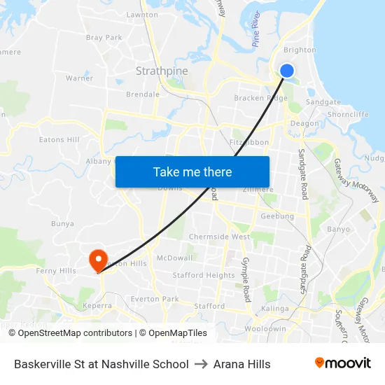 Baskerville St at Nashville School to Arana Hills map