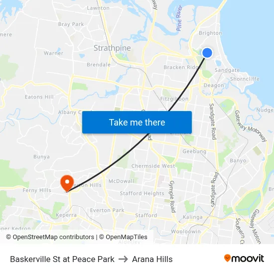 Baskerville St at Peace Park to Arana Hills map
