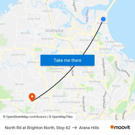 North Rd at Brighton North, Stop 62 to Arana Hills map