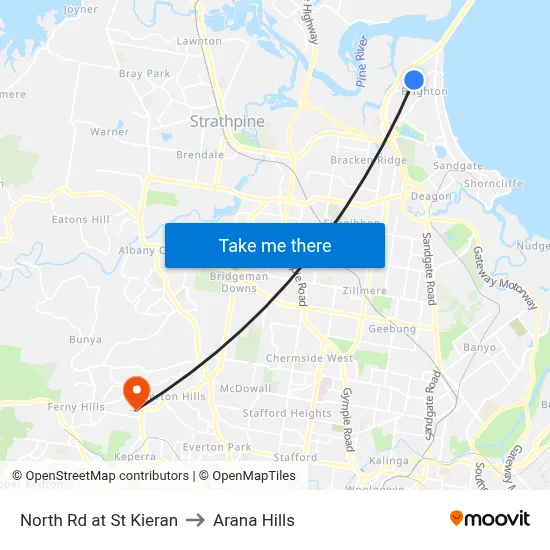 North Rd at St Kieran to Arana Hills map