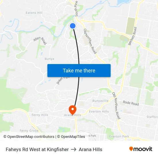 Faheys Rd West at Kingfisher to Arana Hills map