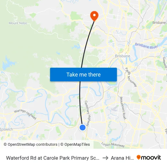 Waterford Rd at Carole Park Primary School to Arana Hills map
