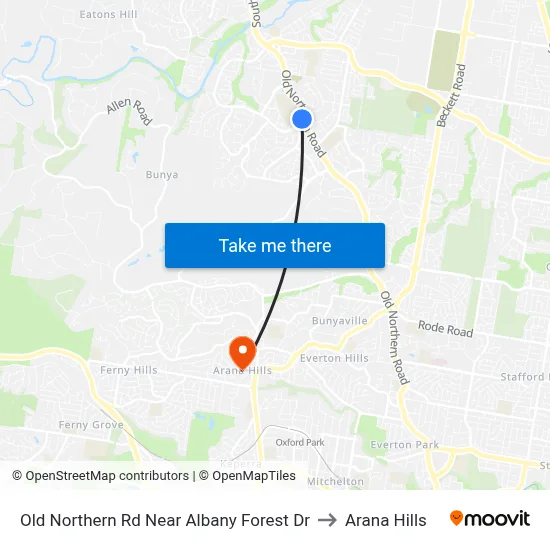 Old Northern Rd Near Albany Forest Dr to Arana Hills map