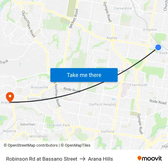 Robinson Rd at Bassano Street to Arana Hills map