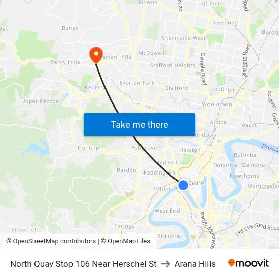 North Quay Stop 106 Near Herschel St to Arana Hills map