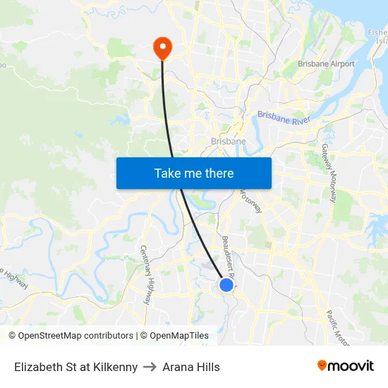 Elizabeth St at Kilkenny to Arana Hills map