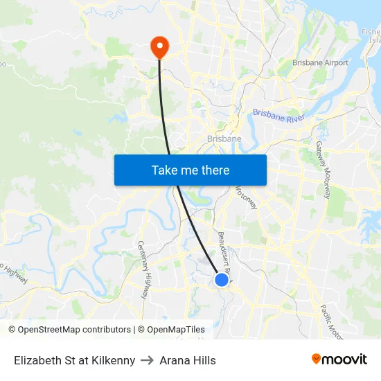 Elizabeth St at Kilkenny to Arana Hills map