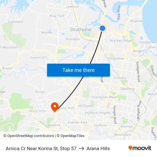 Arnica Cr Near Korina St, Stop 57 to Arana Hills map