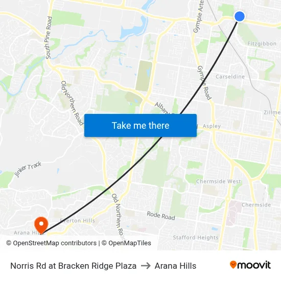Norris Rd at Bracken Ridge Plaza to Arana Hills map