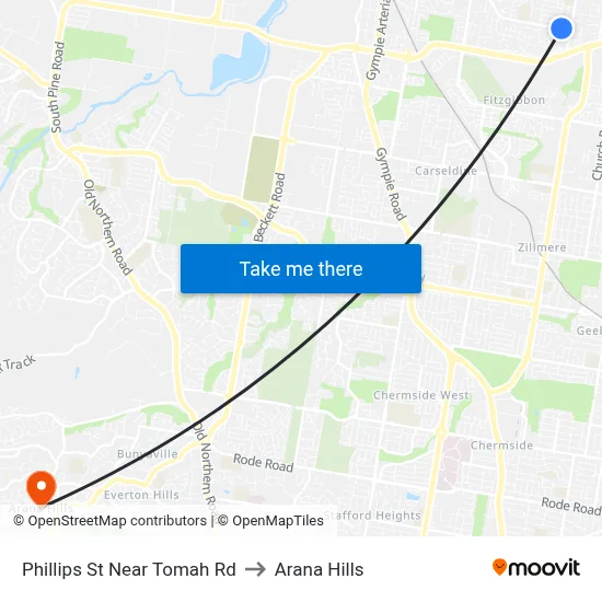 Phillips St Near Tomah Rd to Arana Hills map