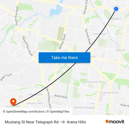 Mustang St Near Telegraph Rd to Arana Hills map